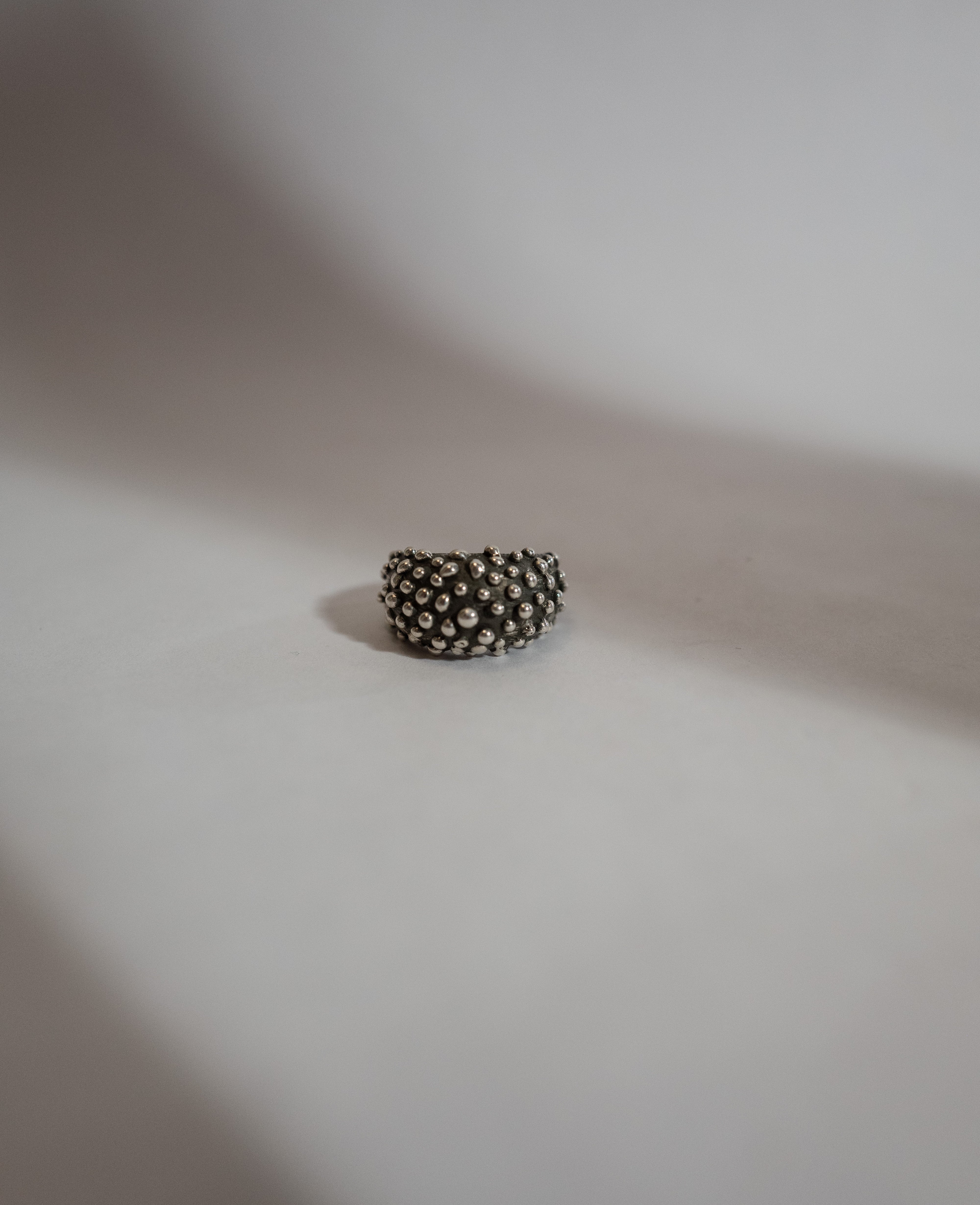 Oxidized Silver Speckle Ring