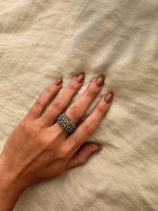 Oxidized Silver Speckle Ring