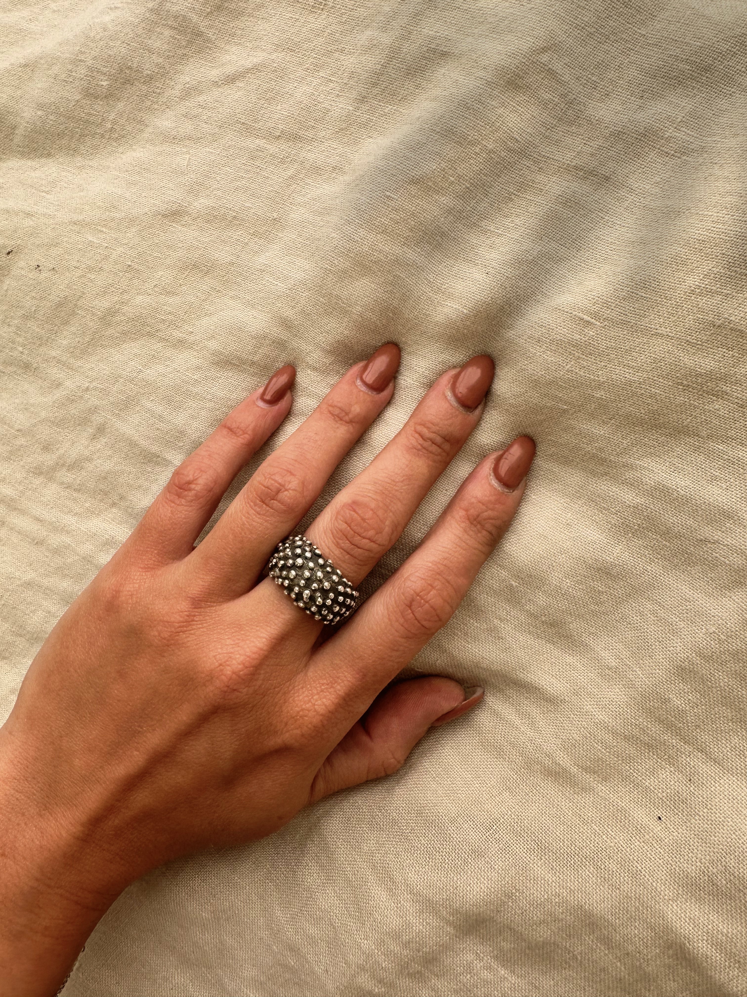 Oxidized Silver Speckle Ring