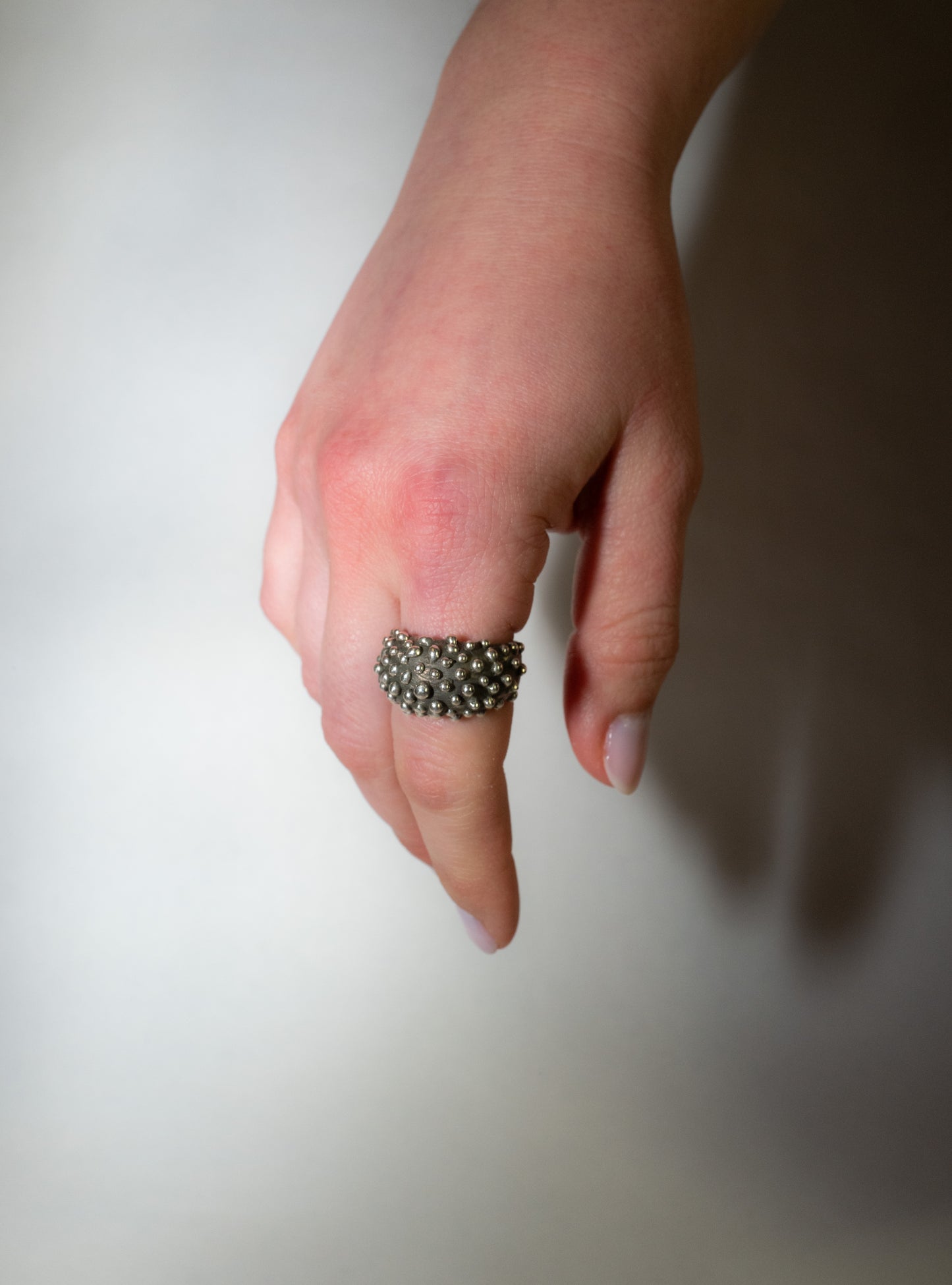 Oxidized Silver Speckle Ring